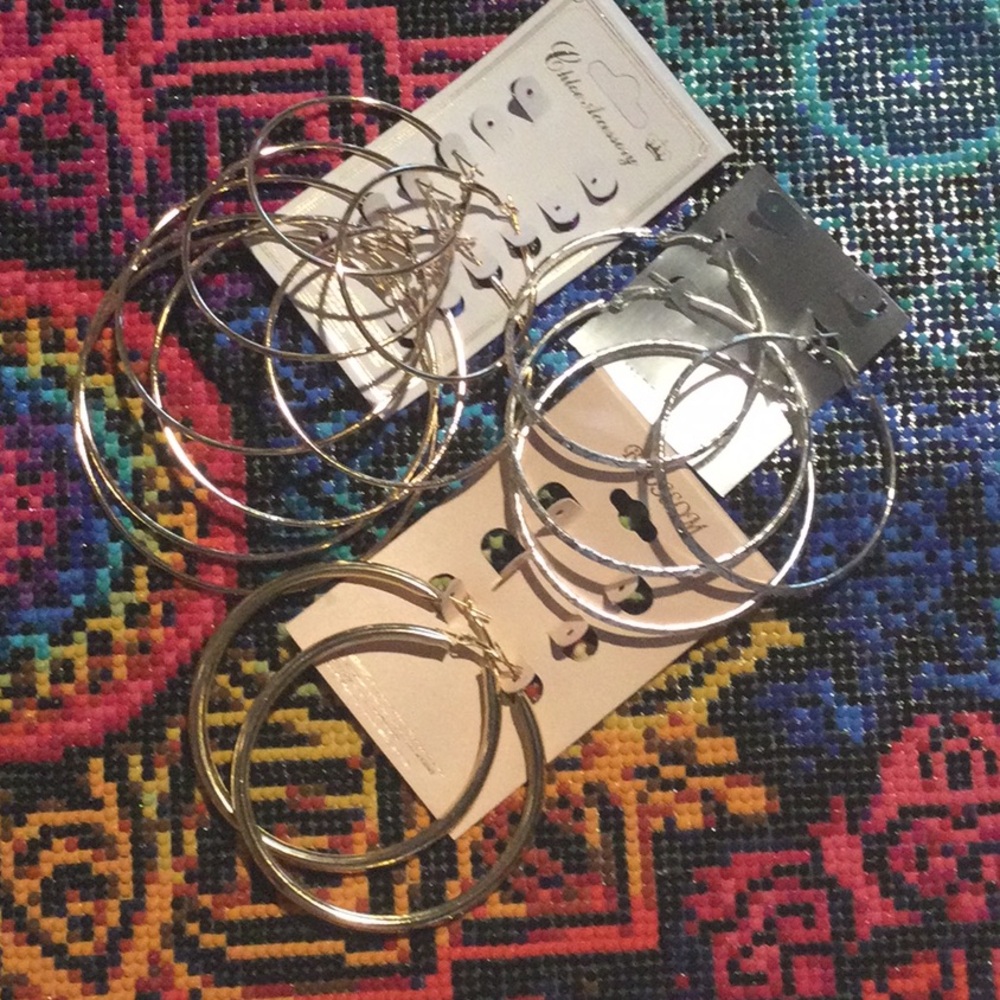 3 for 10🍀 Silver Hoop Earrings Set